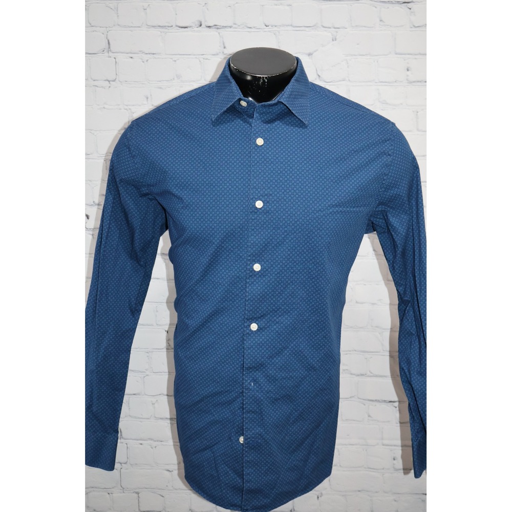 Banana Republic Button Down Dress Shirt Men Large Blue Floral Athletic Fit **